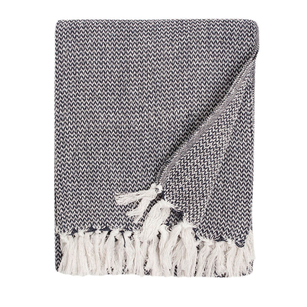 Halszálka mintás sötétkék pléd