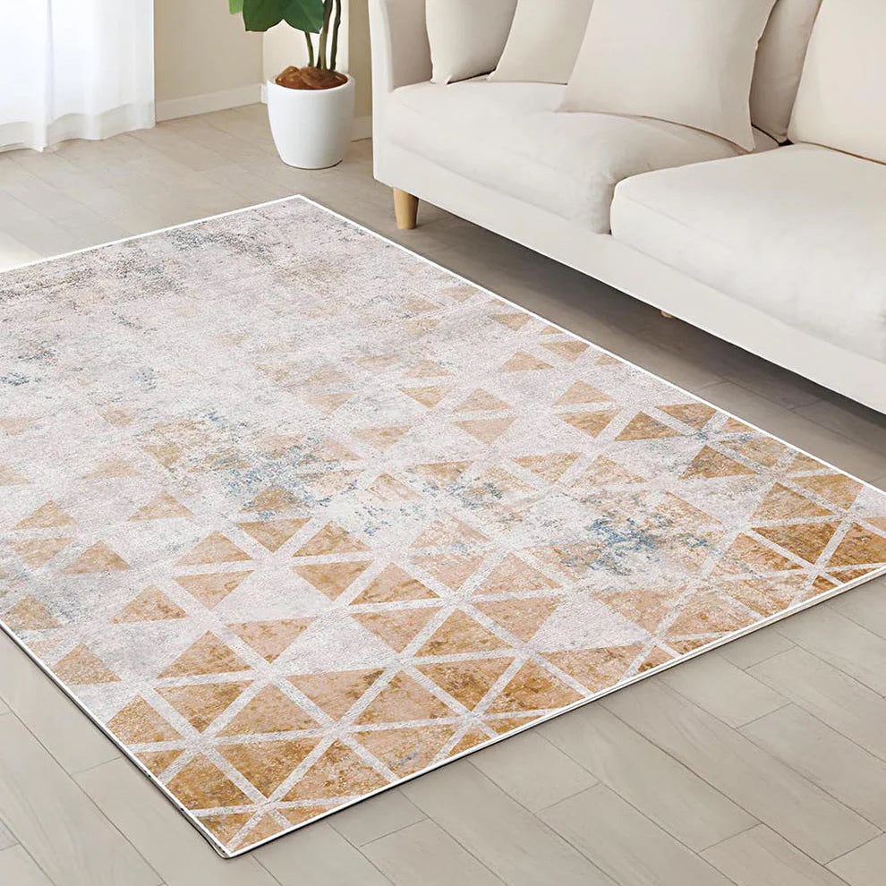 Vintage - narancs-szürke háromszögmintás - 120x180 cm