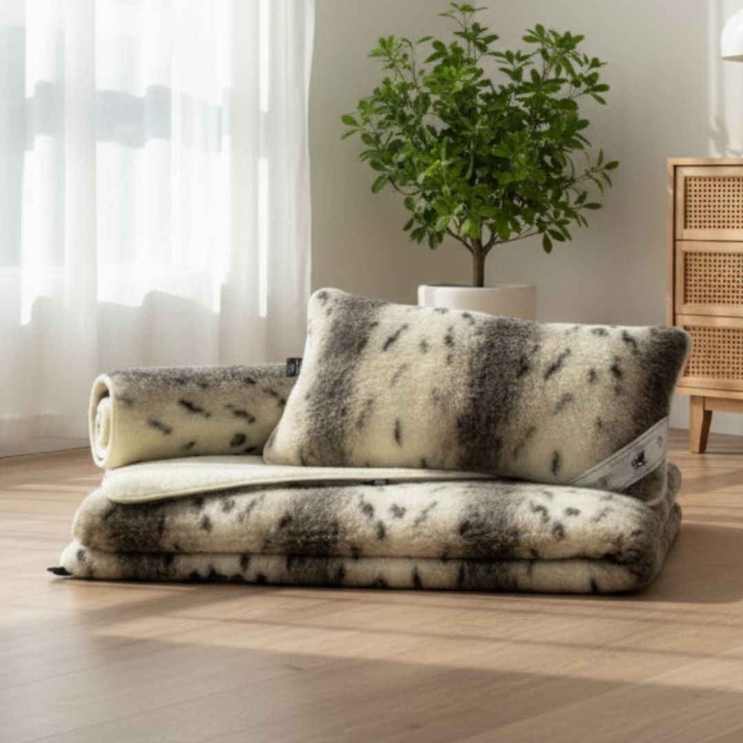 3-teiliges Wollset aus Merinowolle – Luchsmuster – 550 g/m²