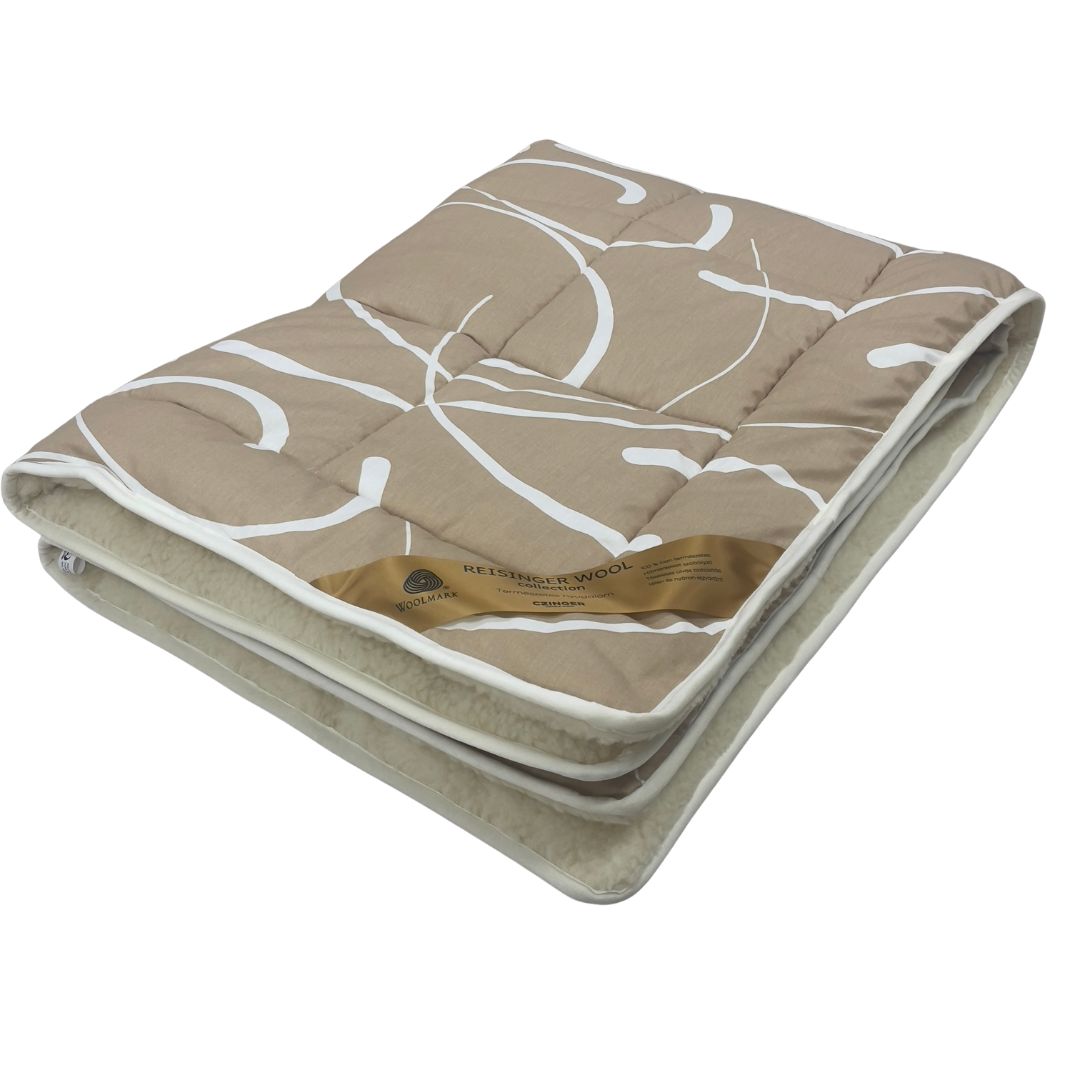 Merino Gyapjú-pamut téli paplan - Karamell fehér mintával