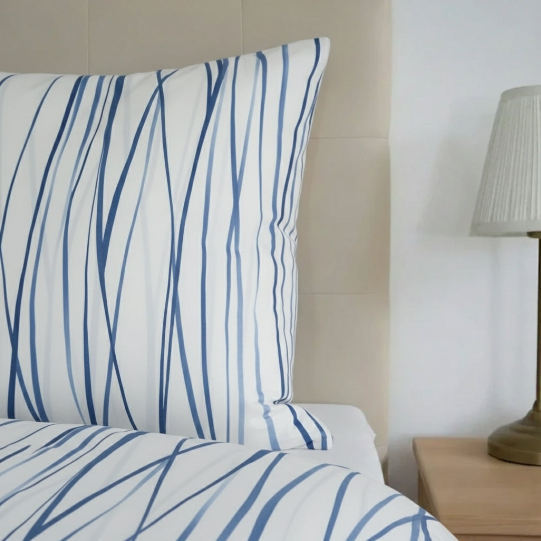 Pamut ágyneműhuzat garnitúra - Kék fehér csíkos mintával