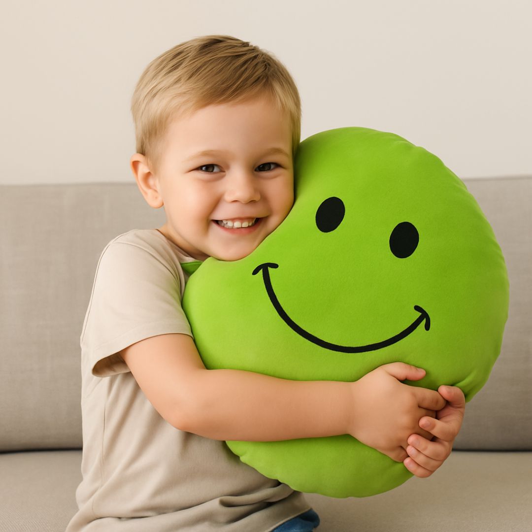 Plush smiley pillow - Green - LARGE