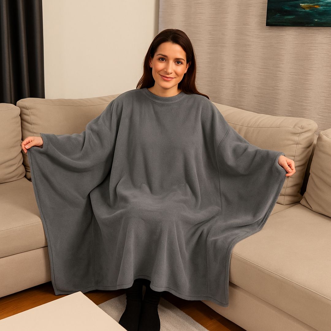 Cozy belebújós pléd rövidebb ujjal - Szürke