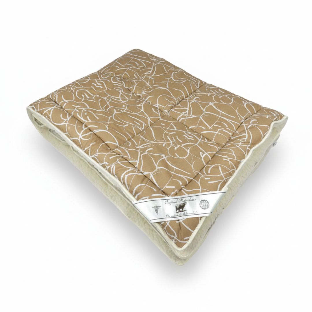 Merino Gyapjú-pamut téli paplan - Karamell fehér mintával