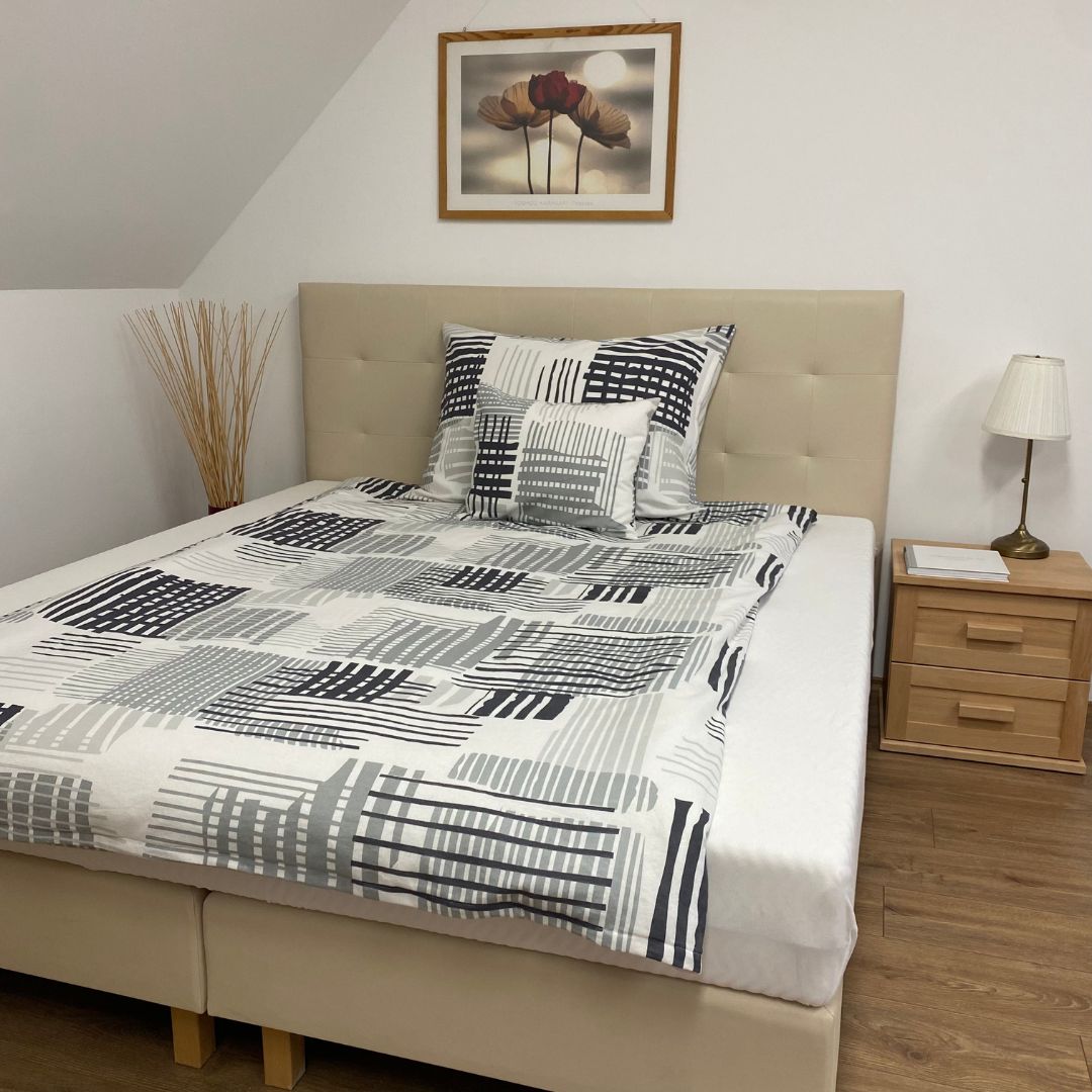 Flanell-Bettwäscheset - 3-teilig - Grau/Weiß