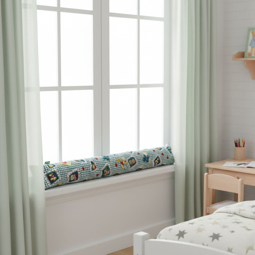 Zöld kockás macis Huzatfogó