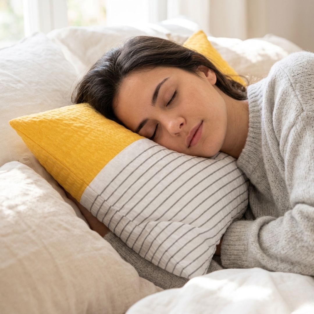 Krepp kispárnahuzat - Citromsorbet csíkokkal