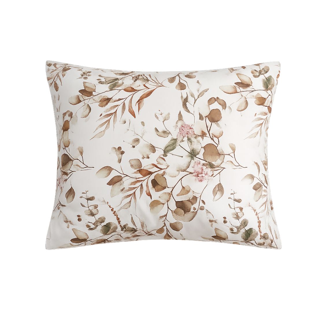 Pamut párnahuzat - Törtfehér virágos