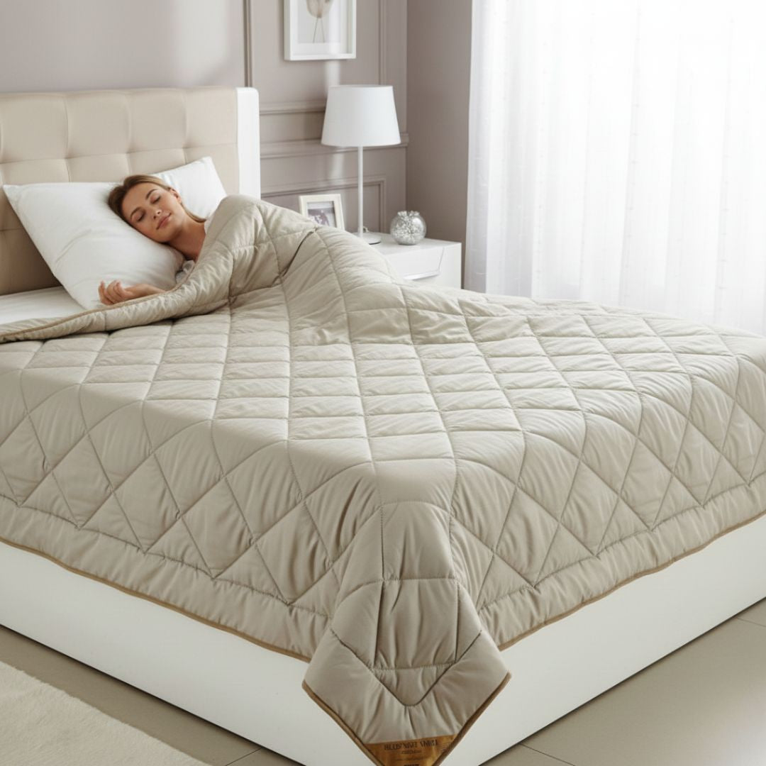 Álomszép - Gyapjú 4 évszak paplan - szegőszalaggal díszített - 140x200 cm