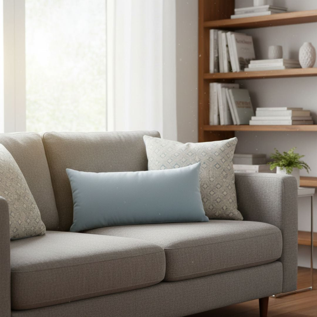 Díszpárna betéttel - Magában mintás szürkéskék