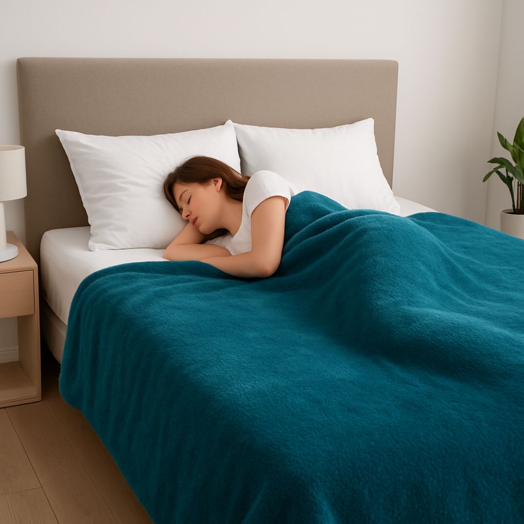 Türkisfarbene weiche Decke