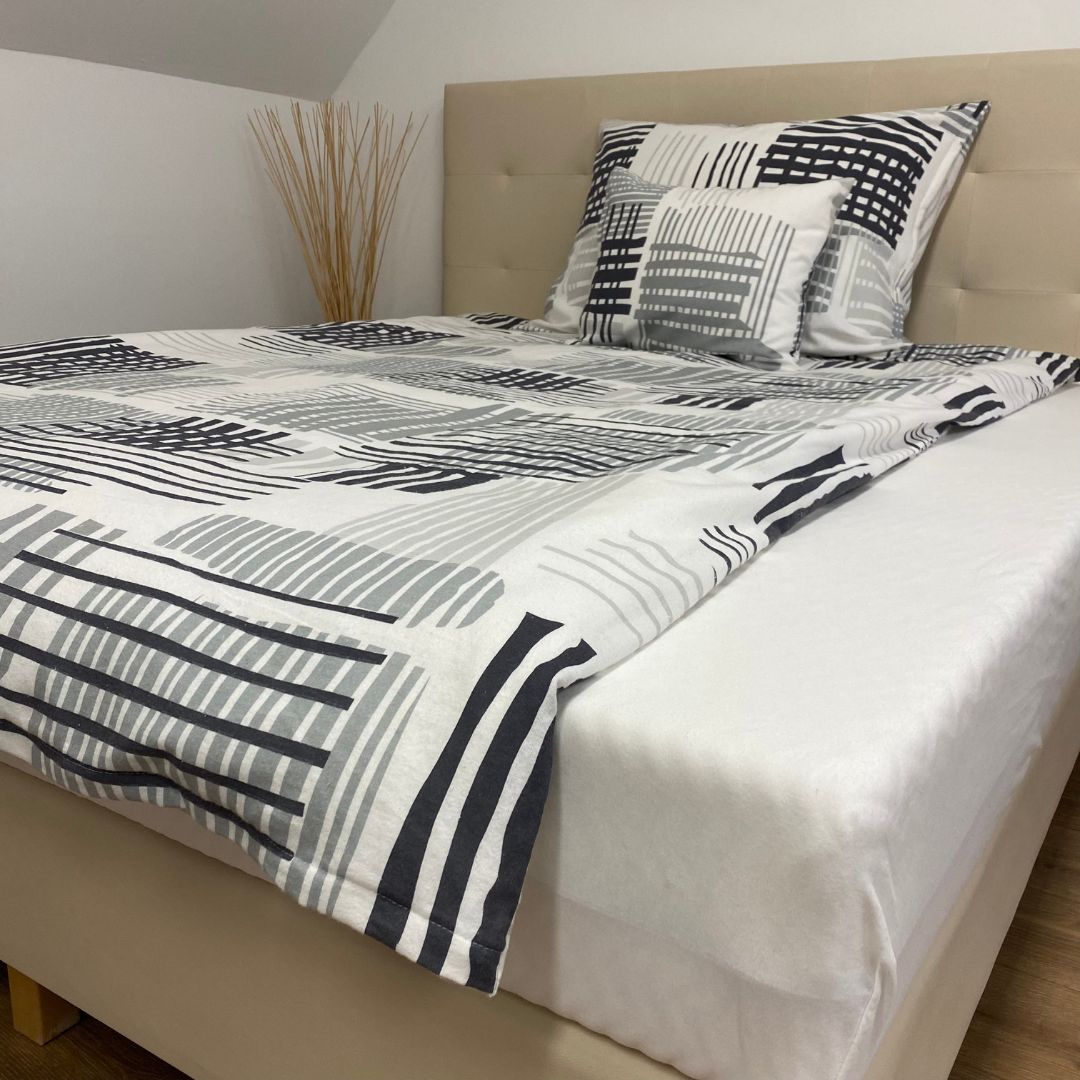 Flannel pillowcase - Grey/white