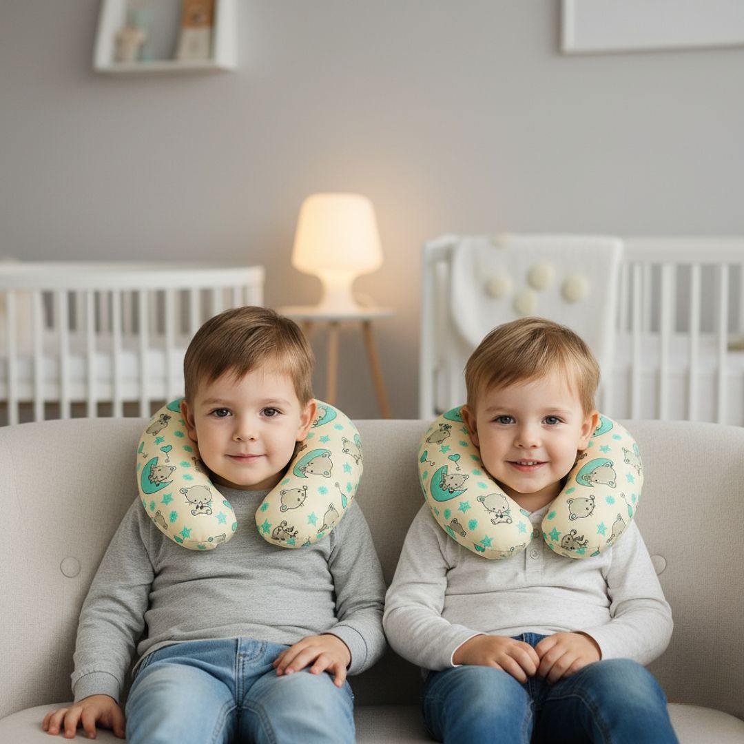 Pamut szürke türkiz cicás nyakpárna szett - 2 db