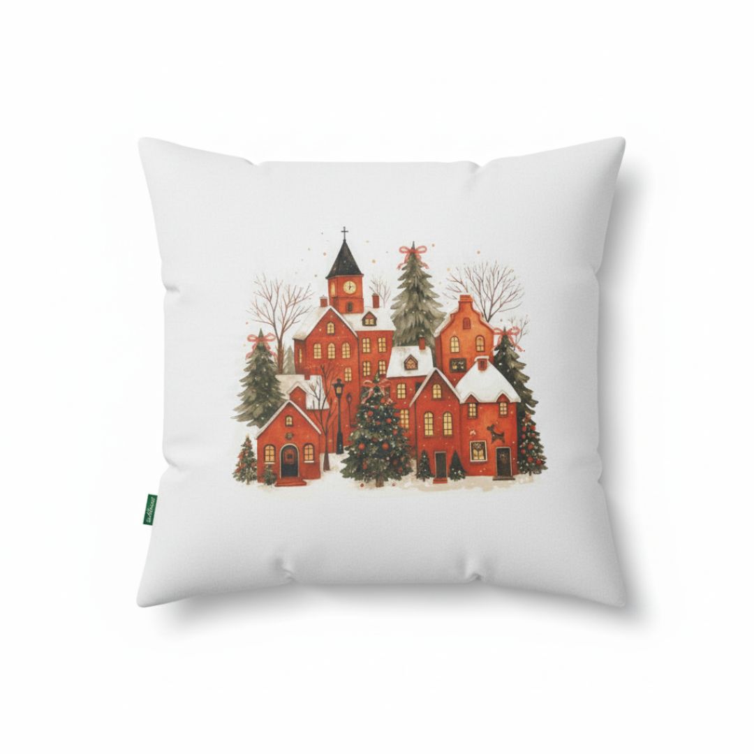 Plüssös házikós díszpárna - 45x45 cm