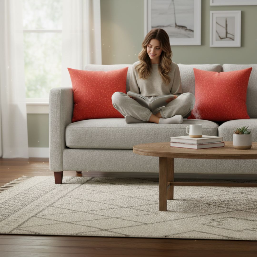 Kissen mit Reißverschluss und Einsatz in Rot mit Stern