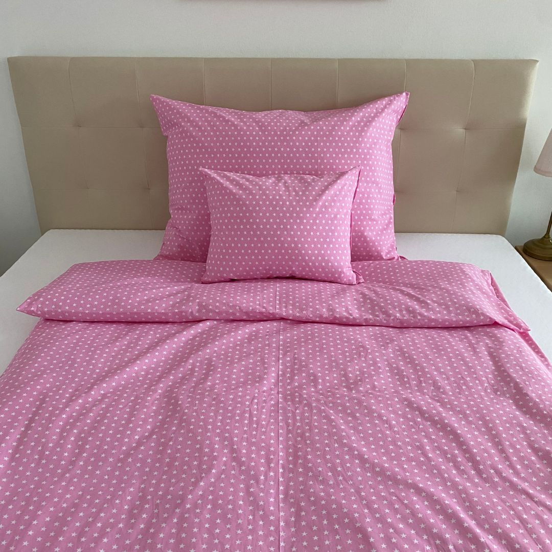 Pamut kispárnahuzat - Rózsaszín csillagos
