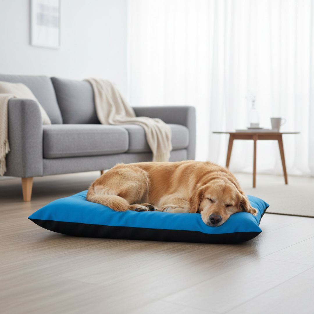Kétoldalas vízhatlan design párna - kutyafekhely - türkiz/fekete