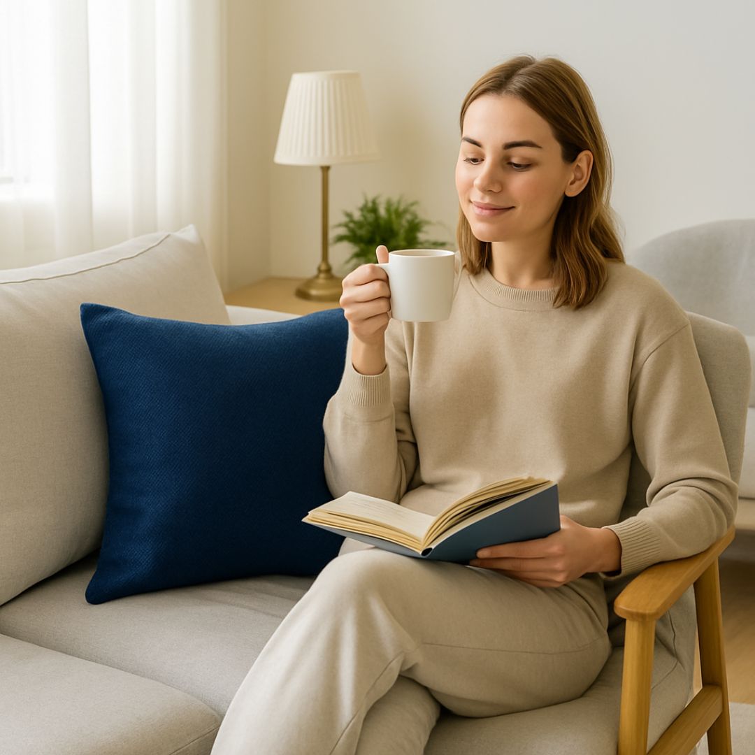 Sötétkék díszpárna - betéttel - 45x45 cm