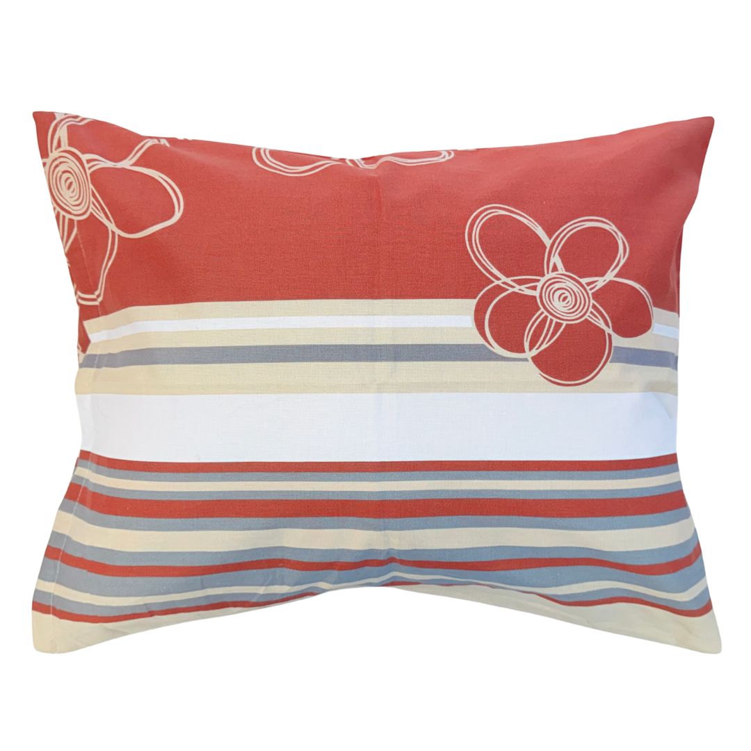 Pamut párnahuzat - Barna/Bézs virágos