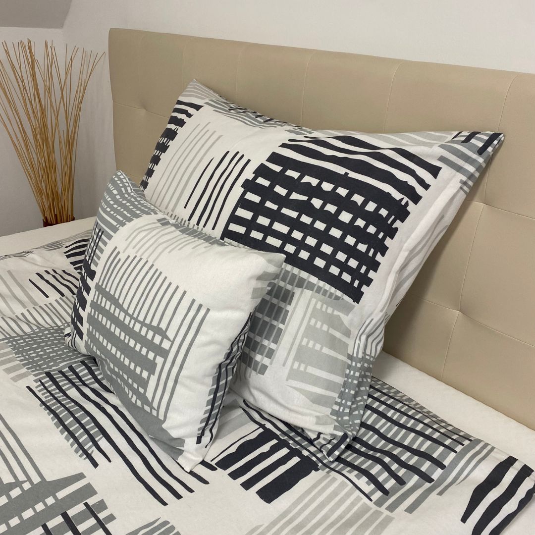 Flannel pillowcase - Grey/white