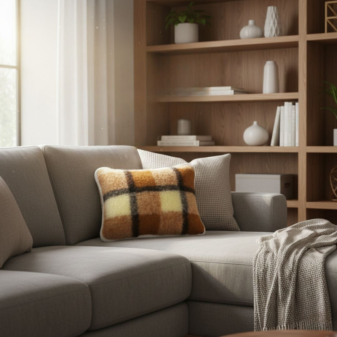 Einseitiges kleines Wollkissen mit Lavendelmuster – 600 g/m² – 40 x 50 cm