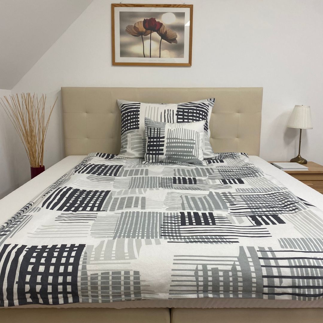 Flannel pillowcase - Grey/white