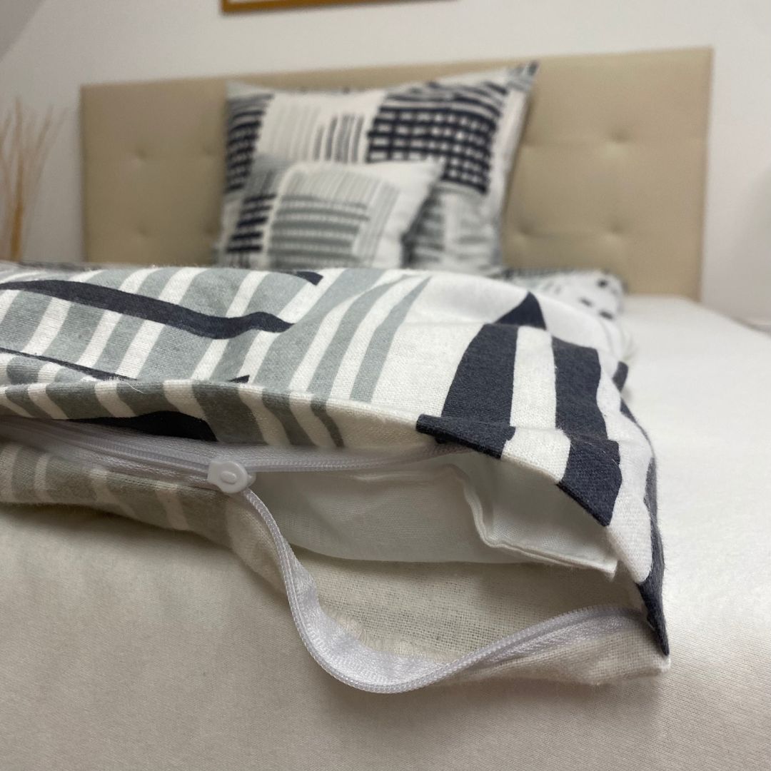 Flannel pillowcase - Grey/white