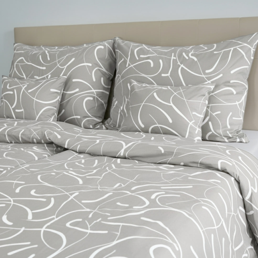 Pamut párnahuzat - Világos szürke fehér mintával