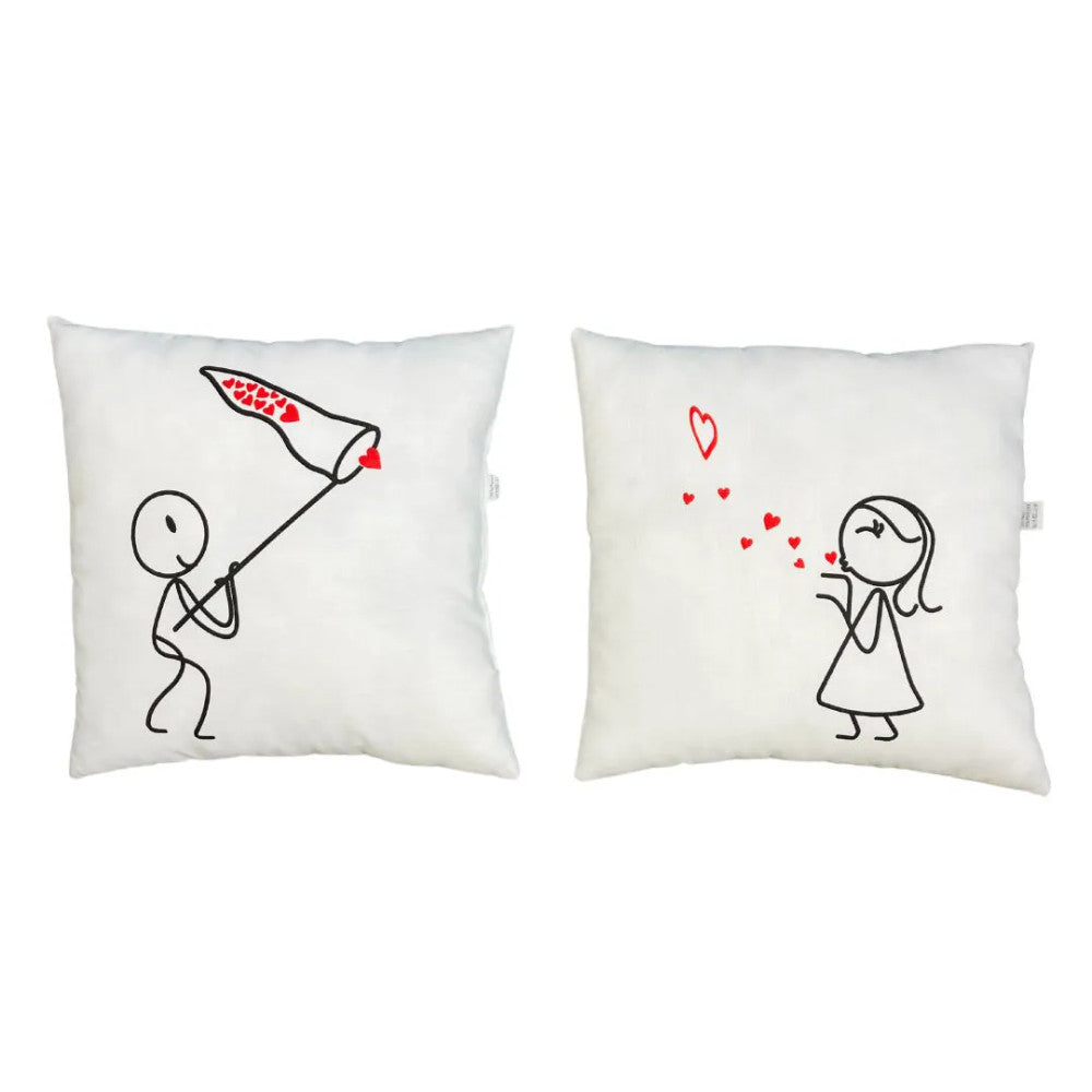 Szív küldi szívnek páros díszpárna - microfiber