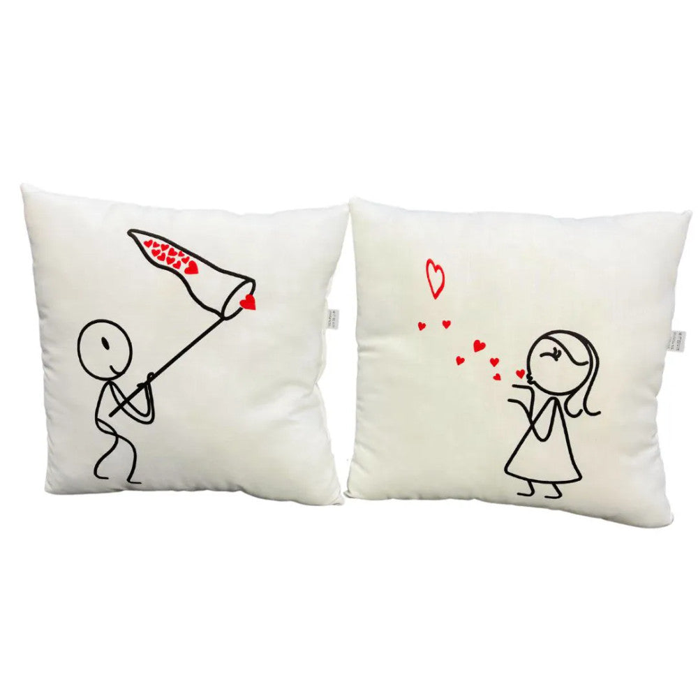 Szív küldi szívnek páros díszpárna - microfiber