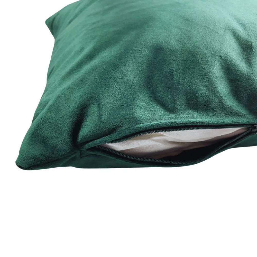 Mohazöld bársony díszpárna - betéttel - 2 db-os szett - téglalap és négyzet alakú