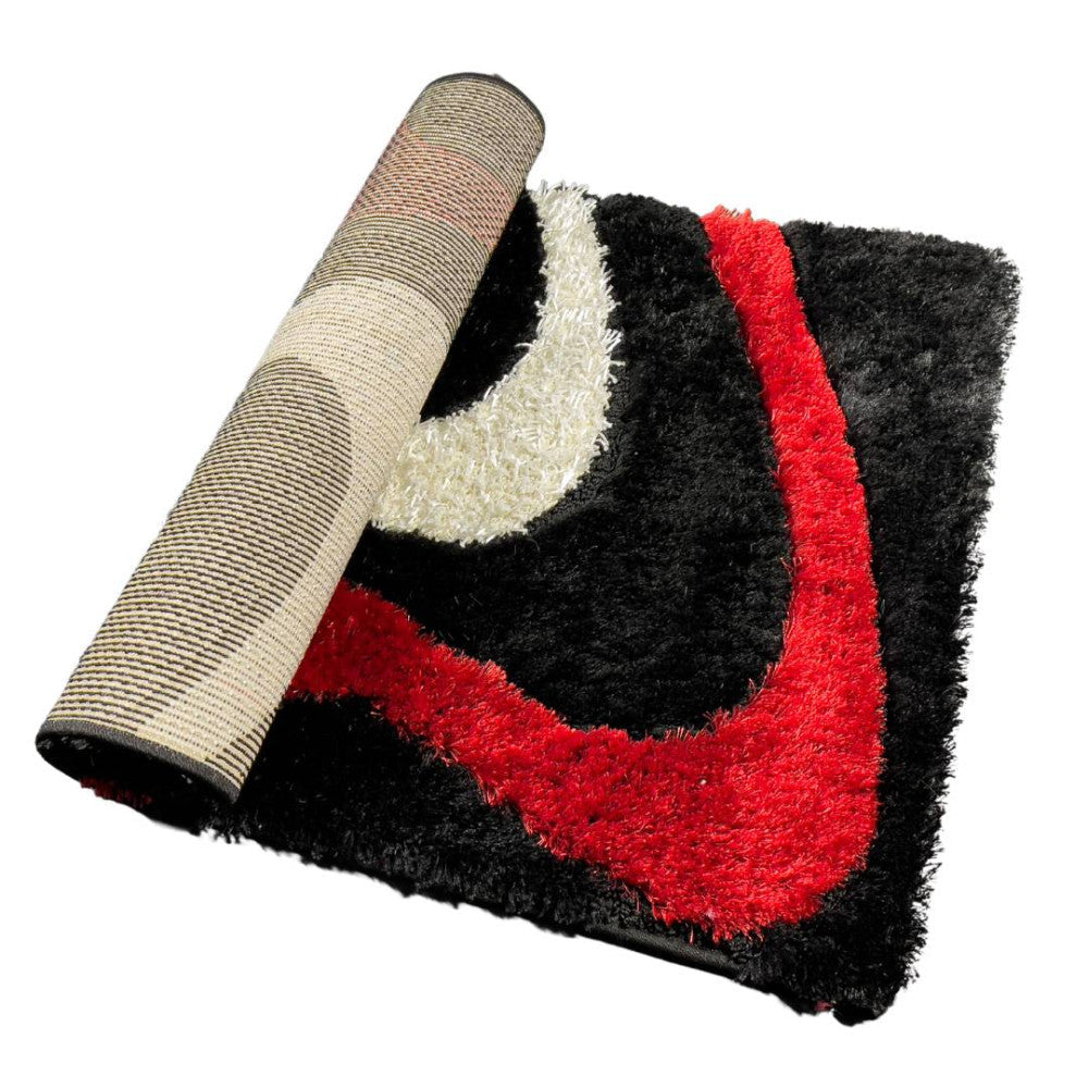 Colorful wavy long pile rug