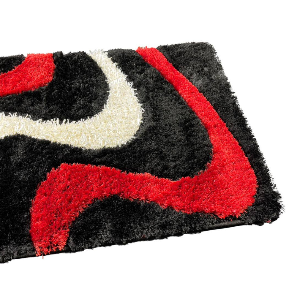 Colorful wavy long pile rug