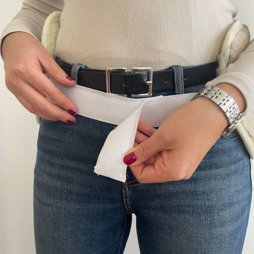 Wool kidney warmer - 20x55 cm - medium - gray checkered