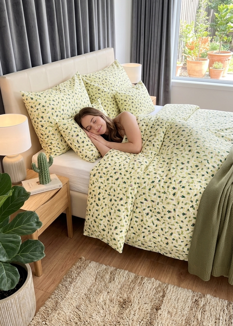 Cotton bed linen set - Blue circles