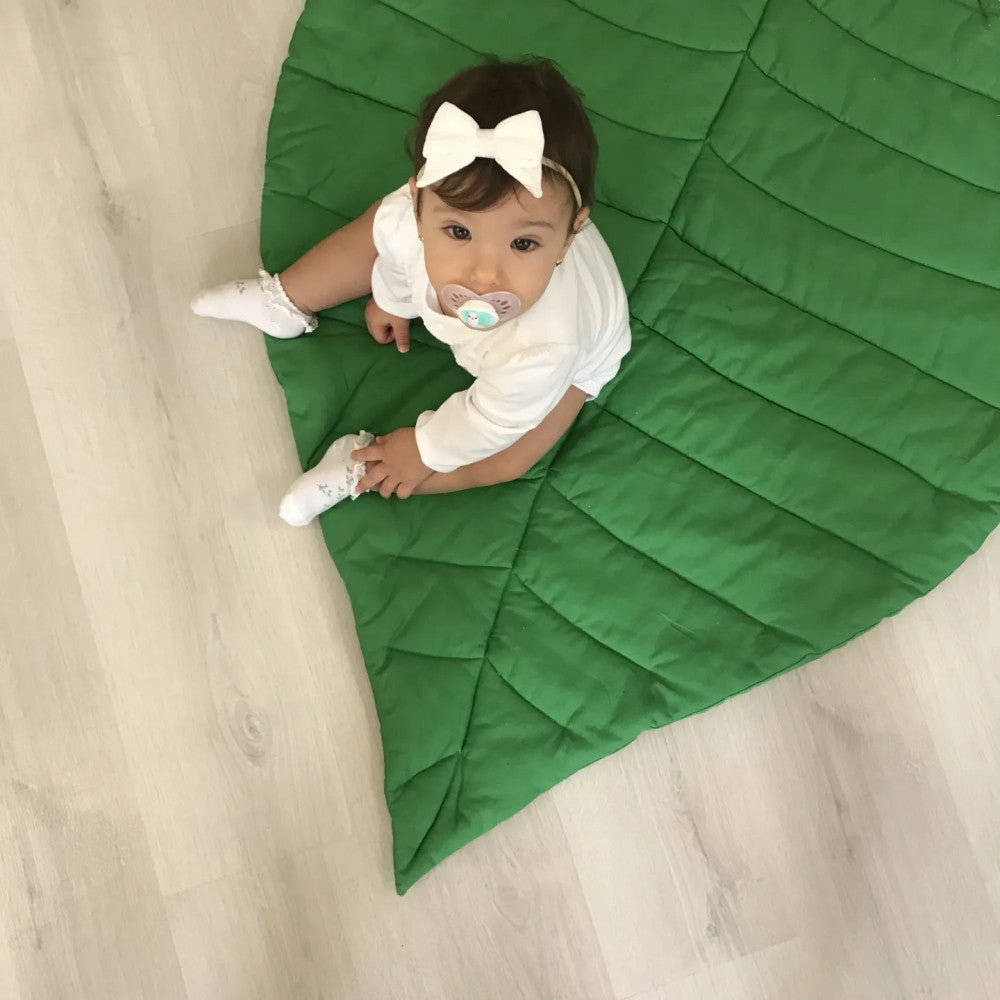 Falevél gyerek játszószőnyeg és takaró - világoszöld