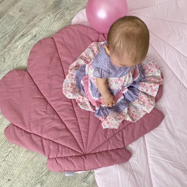 Shell children's play mat and blanket - mauve