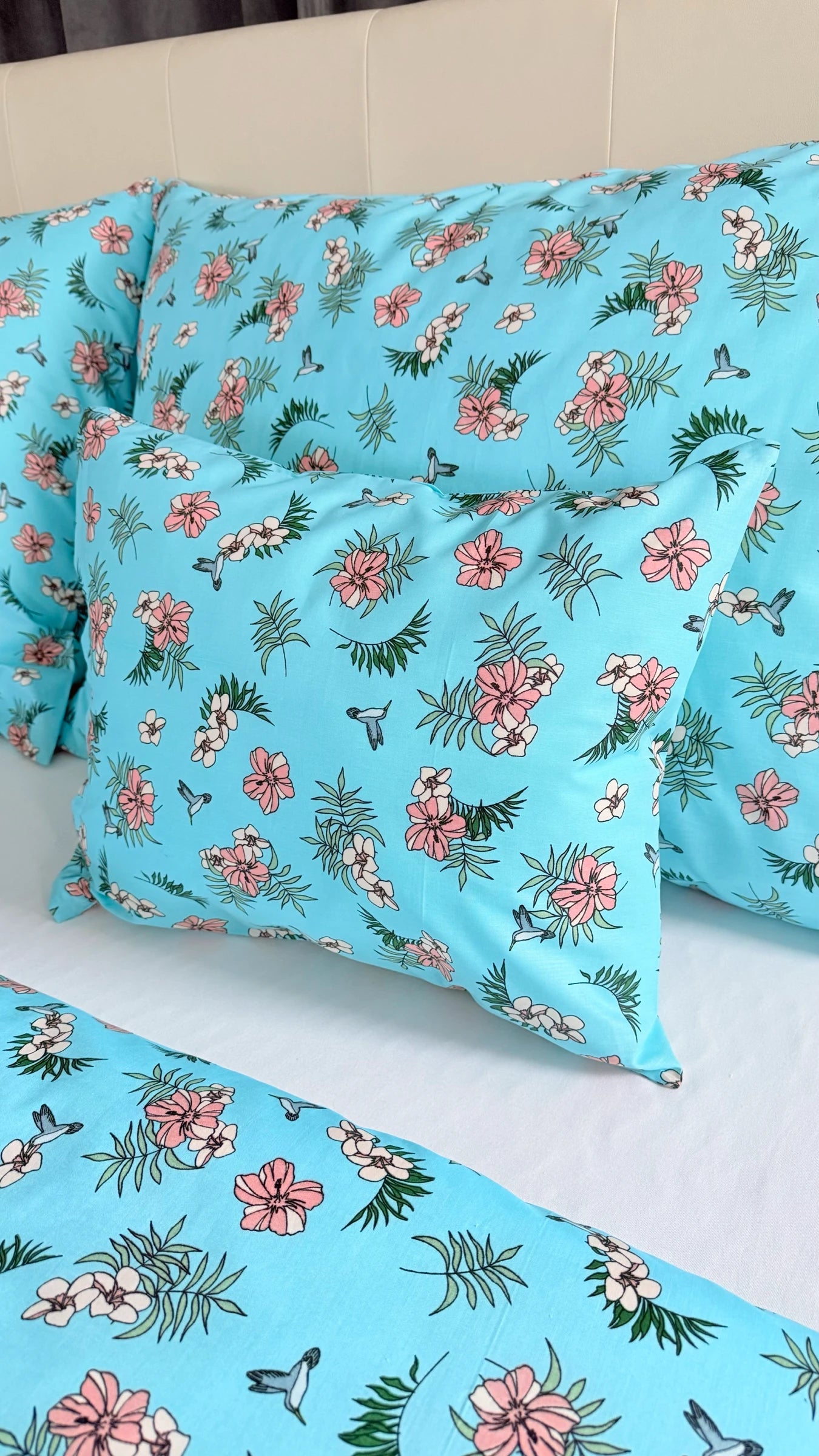 Cotton bed linen set - Blue circles