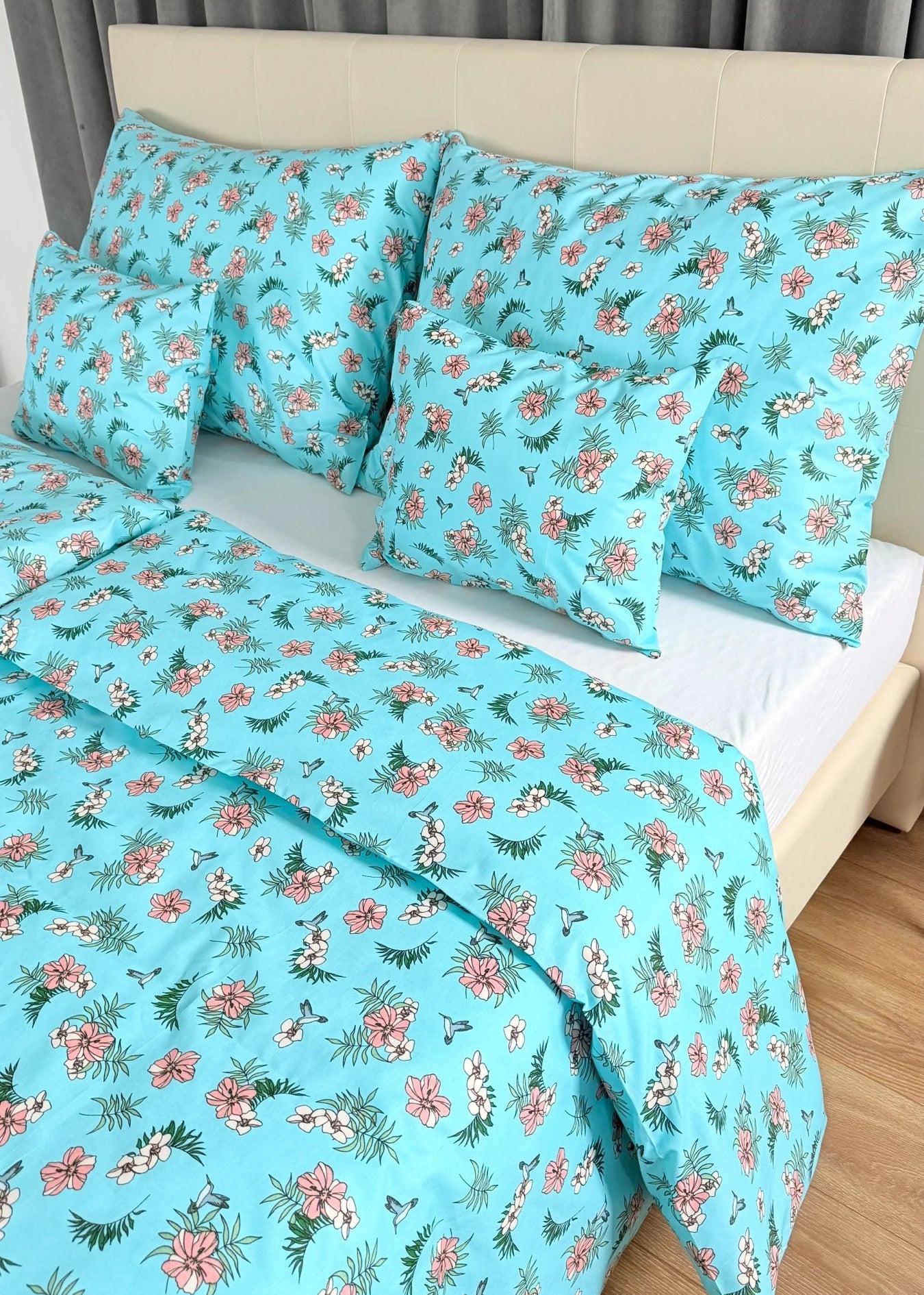 Cotton bed linen set - Blue circles