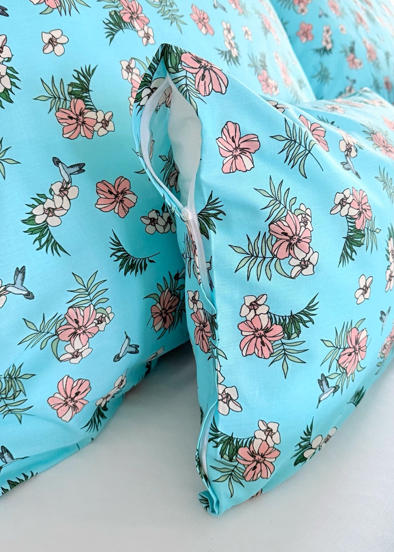 Cotton bed linen set - Blue circles