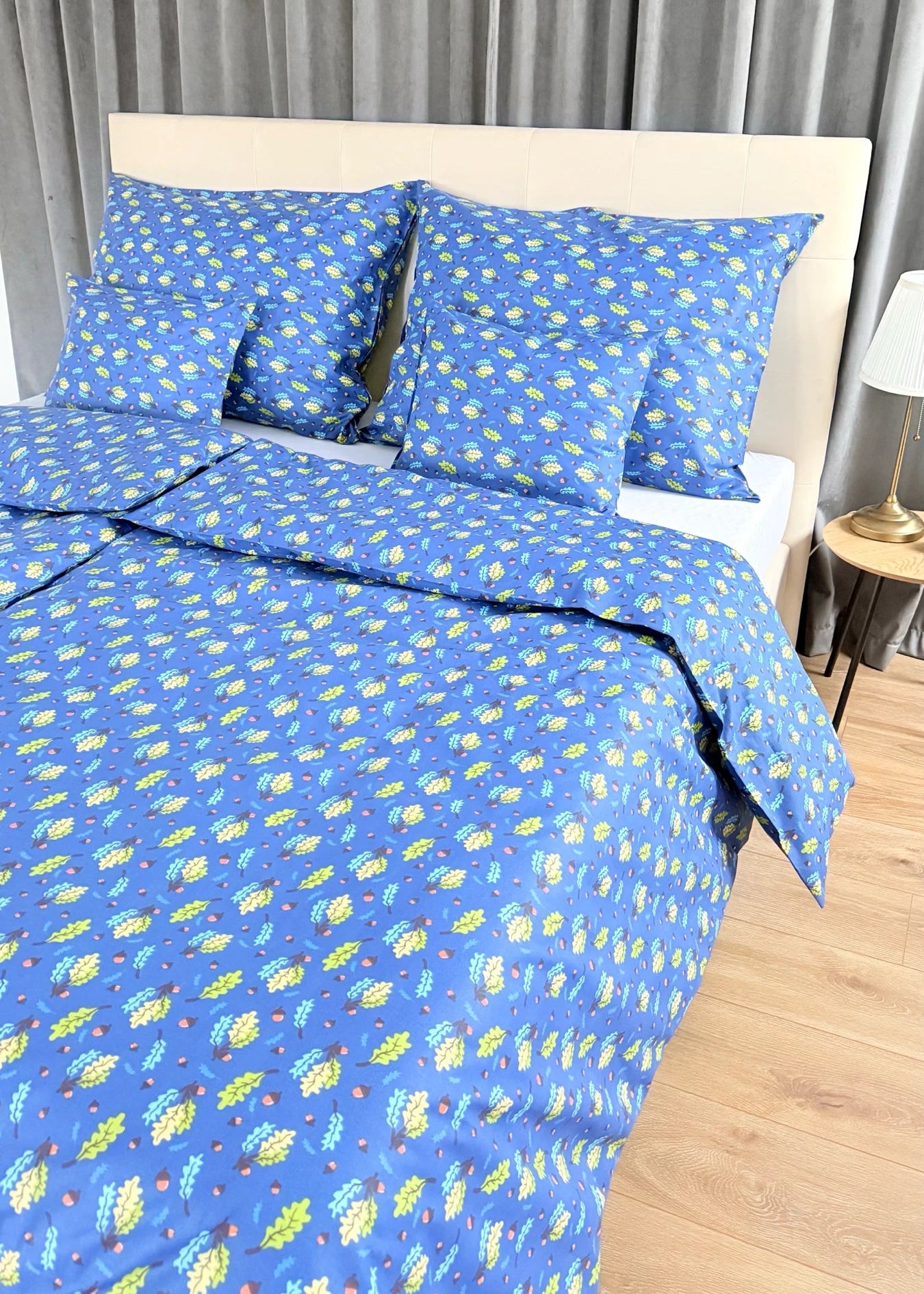 Cotton bed linen set - Blue circles