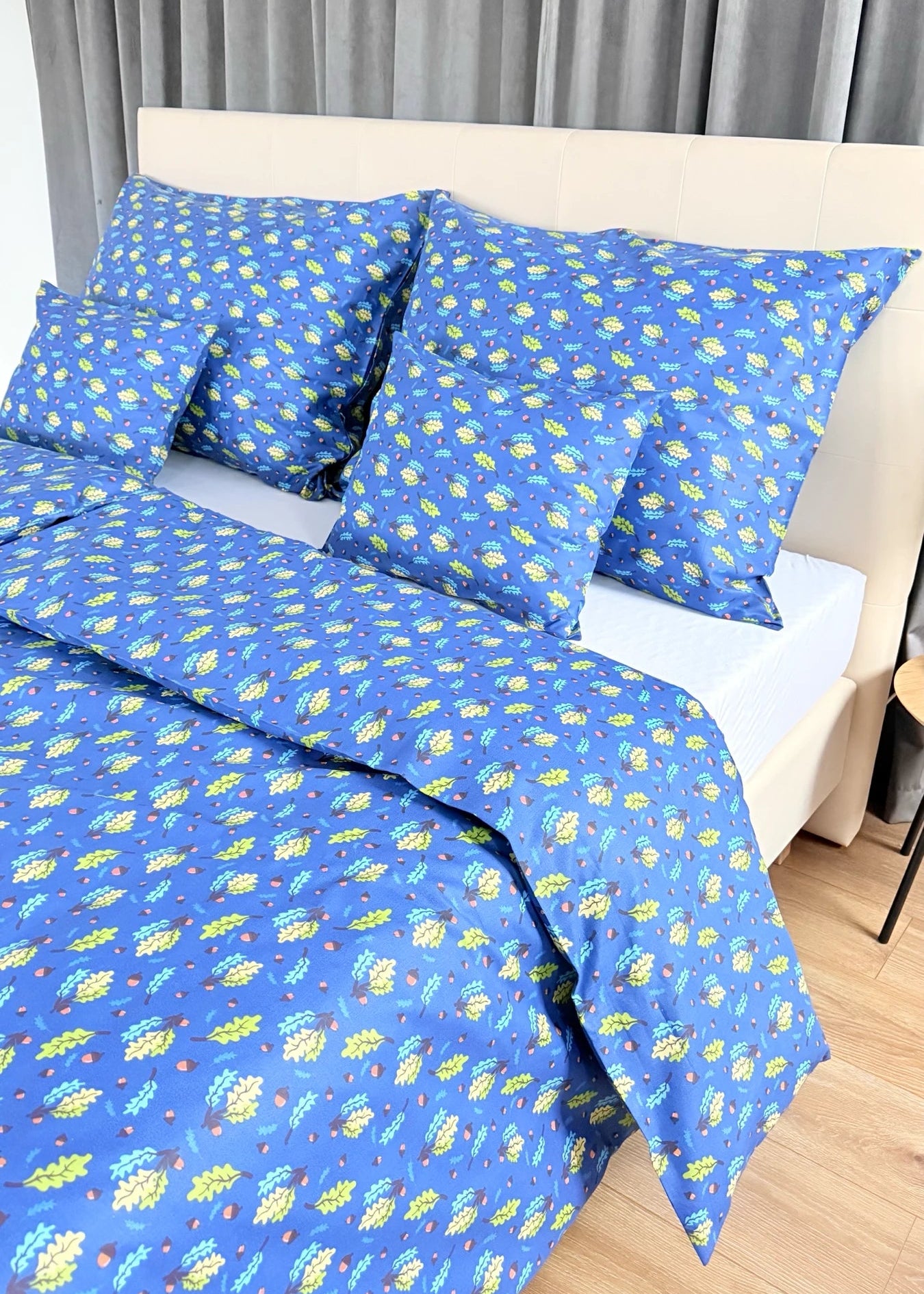 Cotton bed linen set - Blue circles