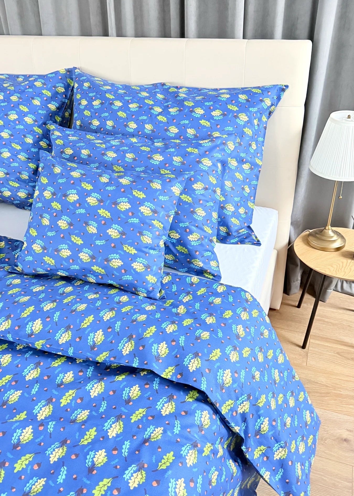 Cotton bed linen set - Blue circles
