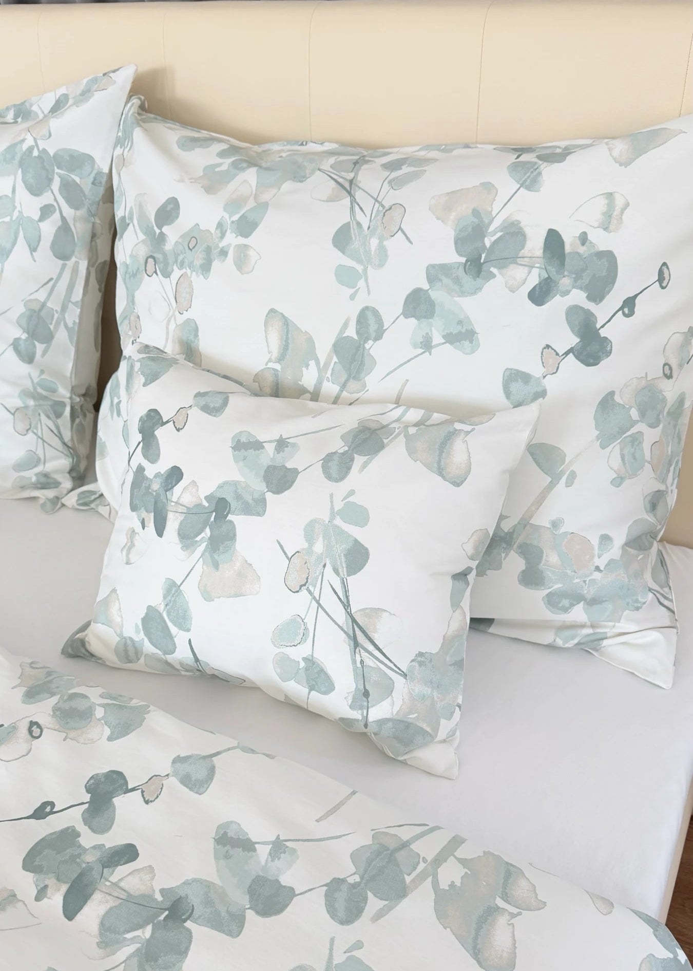 Mintfarbenes, einfarbiges Satin-Bettwäscheset – TC 300