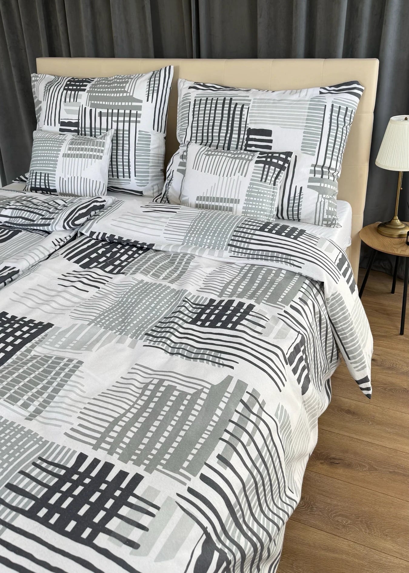 Urban Grid flanel ágyneműhuzat – modern városi elegancia