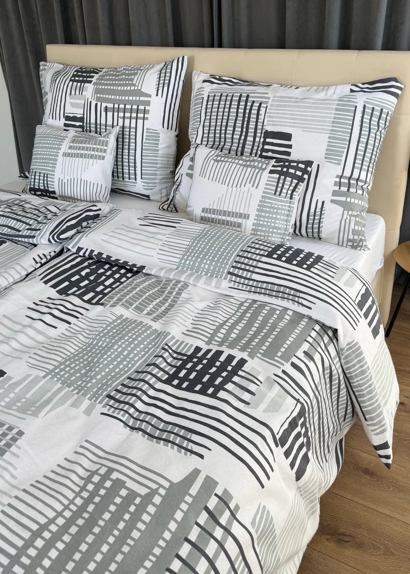 Urban Grid flanel ágyneműhuzat – modern városi elegancia