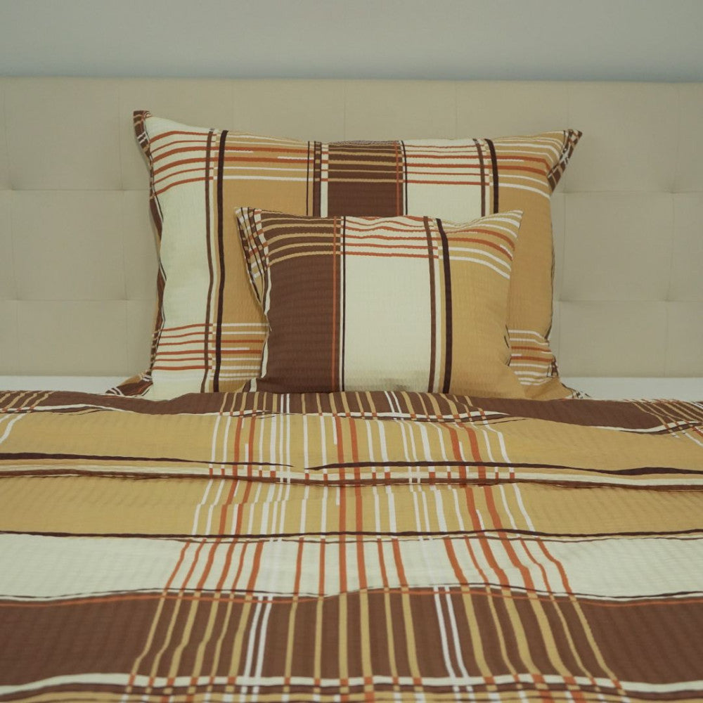 Crepe pillowcase – Beige/Brown checkered