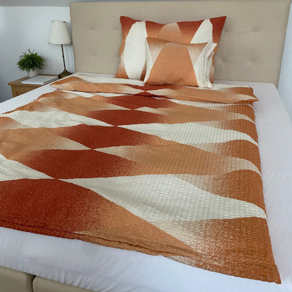 Crepe pillowcase - Orange/beige pattern