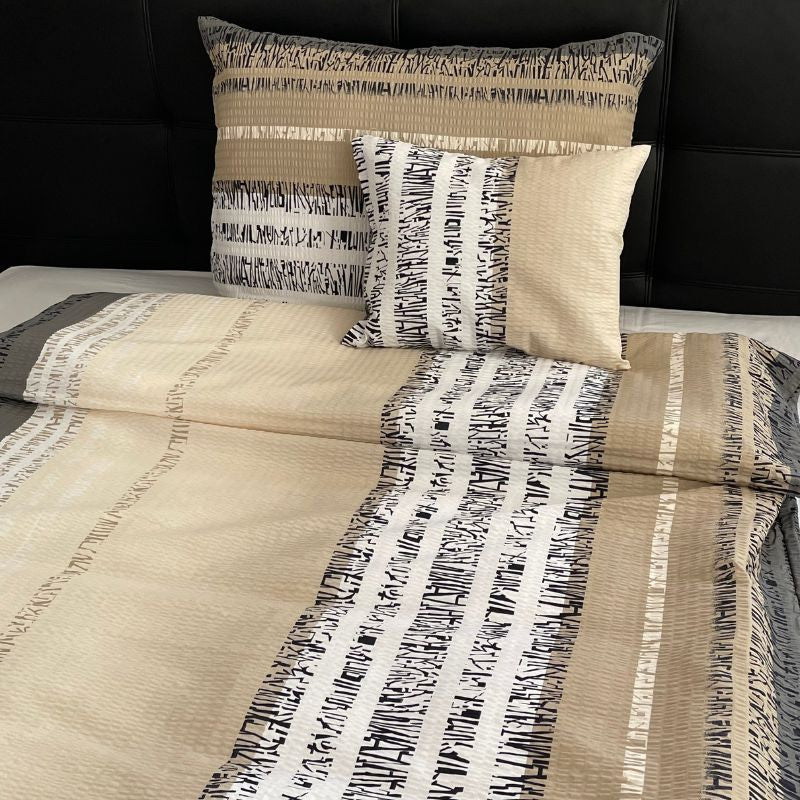 Halber Kissenbezug aus Krepp – Creme/graues Muster