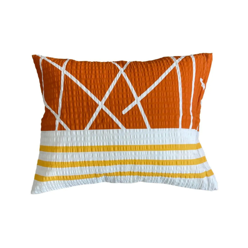 Crepe bedding set 3 pieces - Orange/burgundy/gray